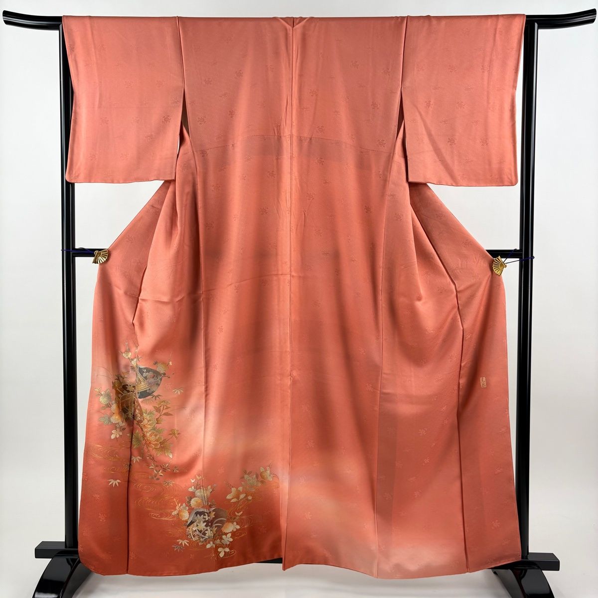 付下げ 身丈161.5cm 裄丈65cm M 袷 和田光正 落款 貝合わせ 牡丹 金銀