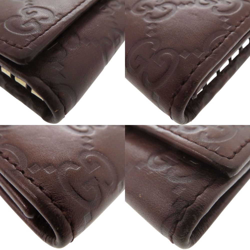 美品 グッチ グッチシマ GG柄 138093 レザー ダークブラウン ゴールド
