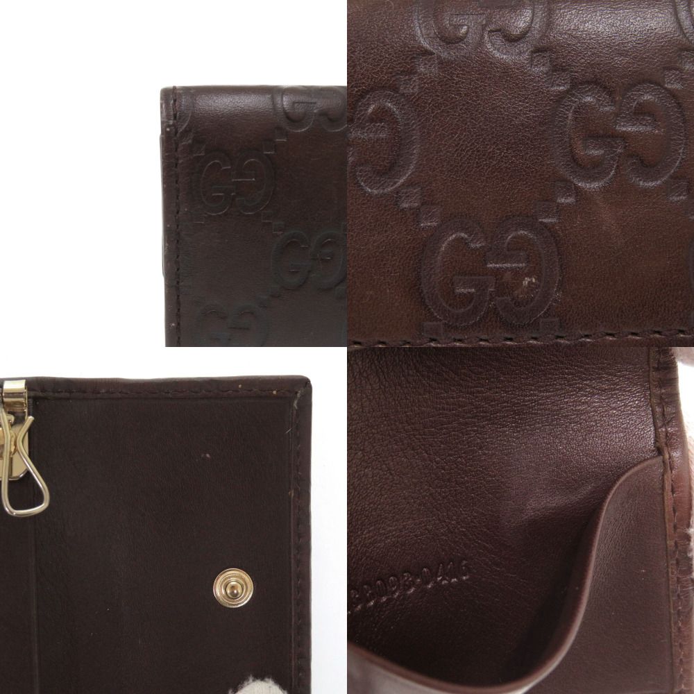 美品 グッチ グッチシマ GG柄 138093 レザー ダークブラウン ゴールド