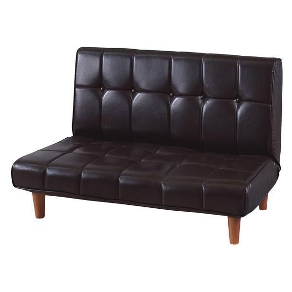 ローソファー リクライニングソファー 幅102cm 2人掛け レザー調 ブラック 42段階 リクライニング 合皮張地 リビング ダイニング