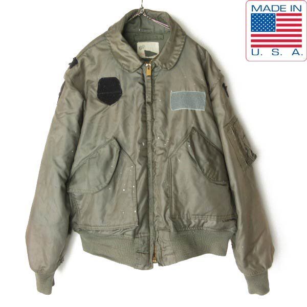 80s USA製 実物 米軍 CWU-45/P フライトジャケット L程度 トップガン