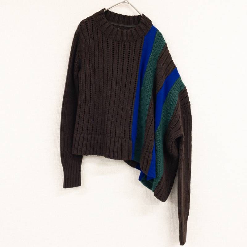sacai サカイ ニットトップス 変形 アシンメトリー ドッキング