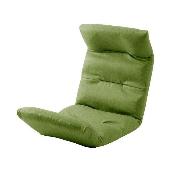 リラックスチェア/座椅子 〔上タイプ グリーン〕 14段階リクライニング