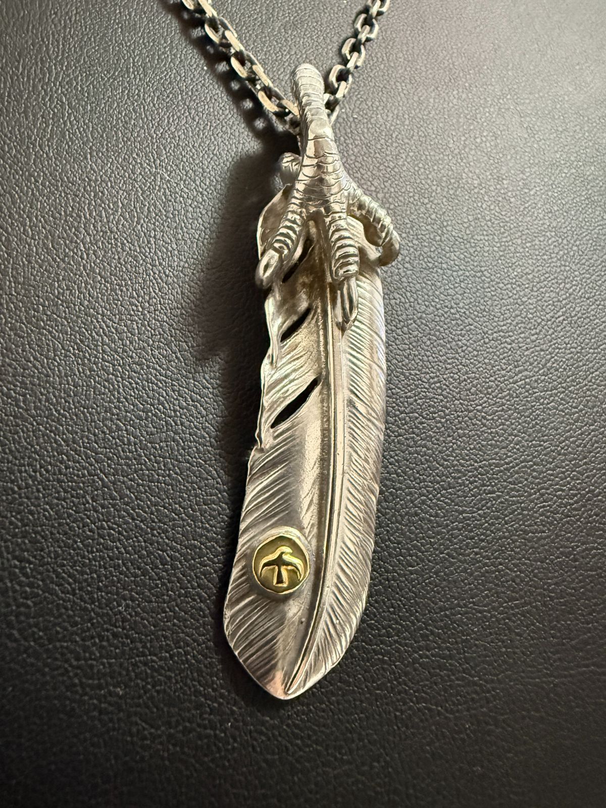 ゴローズ 銀爪特大フェザー右＋金メタルホイール付イーグルフック細角