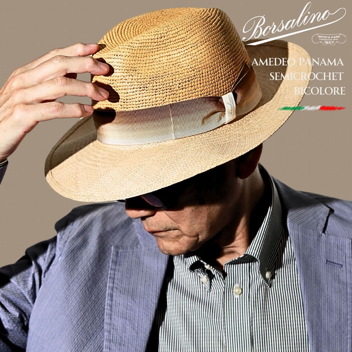 折れハット Borsalino つば広ハットメンズ夏 パナマハット ストロー 折れハット Borsalino つば広ハットメンズ夏 パナマハット ストロー
