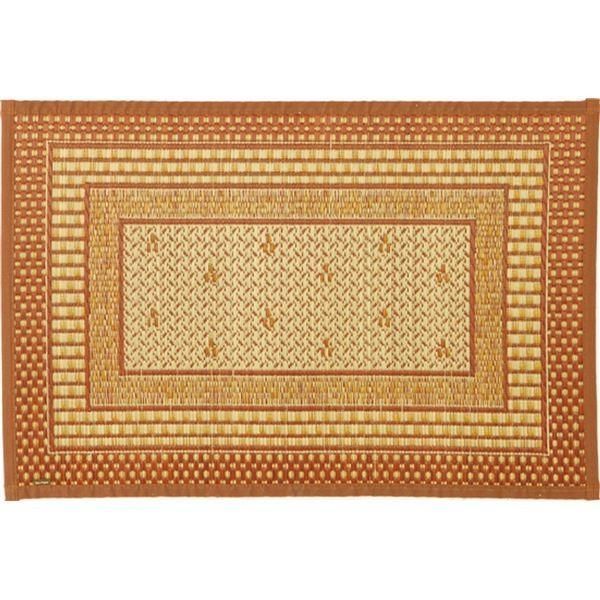 国産 い草 玄関マット 約60×90cm ブラウン 日本製 縁：綿100％ 滑りにくい加工 裏貼り エルモード リビング 廊下