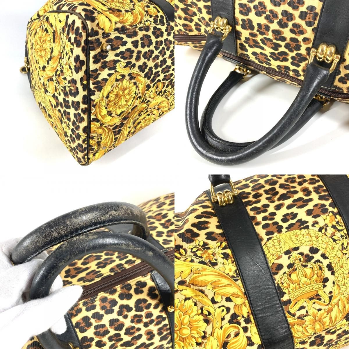 VERSACE ヴェルサーチ ボストンバッグ レオパード 豹 ヒョウ PVC