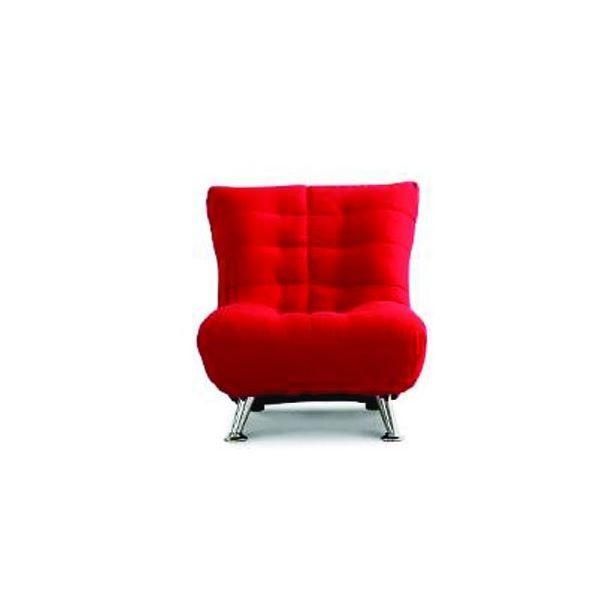 モダン ソファー 〔1人掛け レッド 幅56cm〕 木製 スチール製脚付き