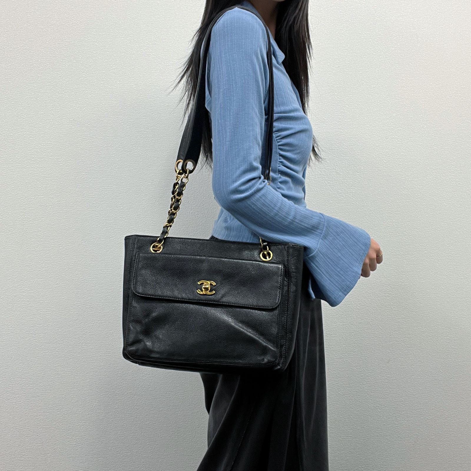 中古】CHANEL シャネル ココマーク チェーントートバッグ チェーン 