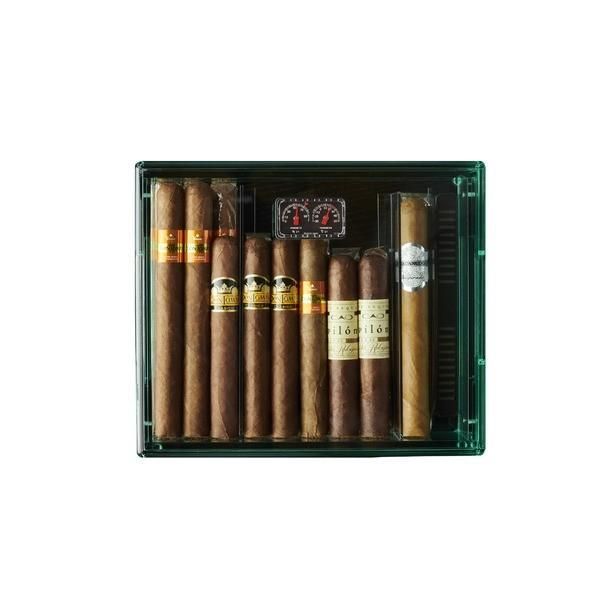 日本製 高精度温湿度計・加湿器付き アクリルシガーボックス