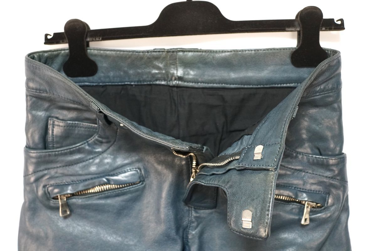 BALMAIN バルマン オール レザー スリム バイカー パンツ ジッパー