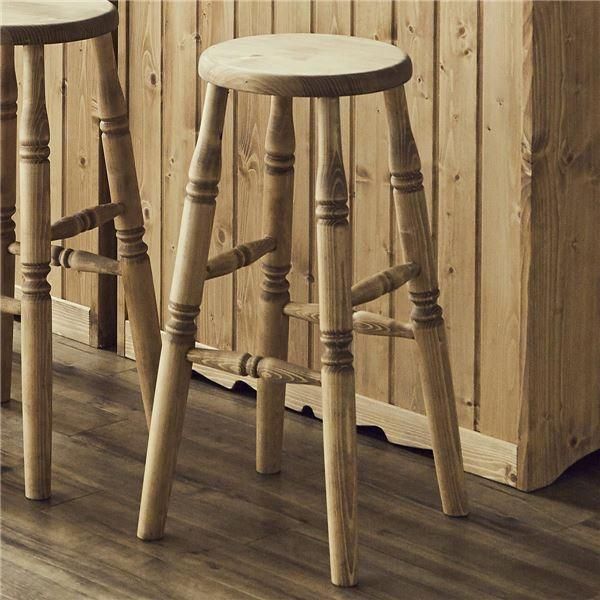バースツール 33×33×65cm ナチュラルブラウン 木製 カントリー風