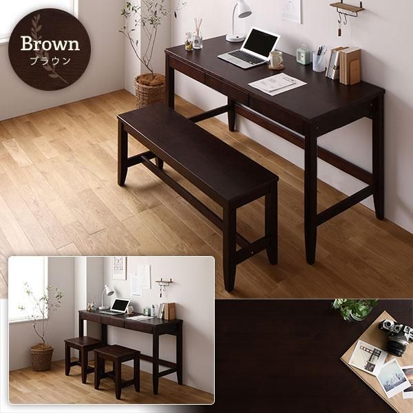 北欧風 パソコンデスク/学習机 〔幅140×奥行60cm ブラウン〕 木製