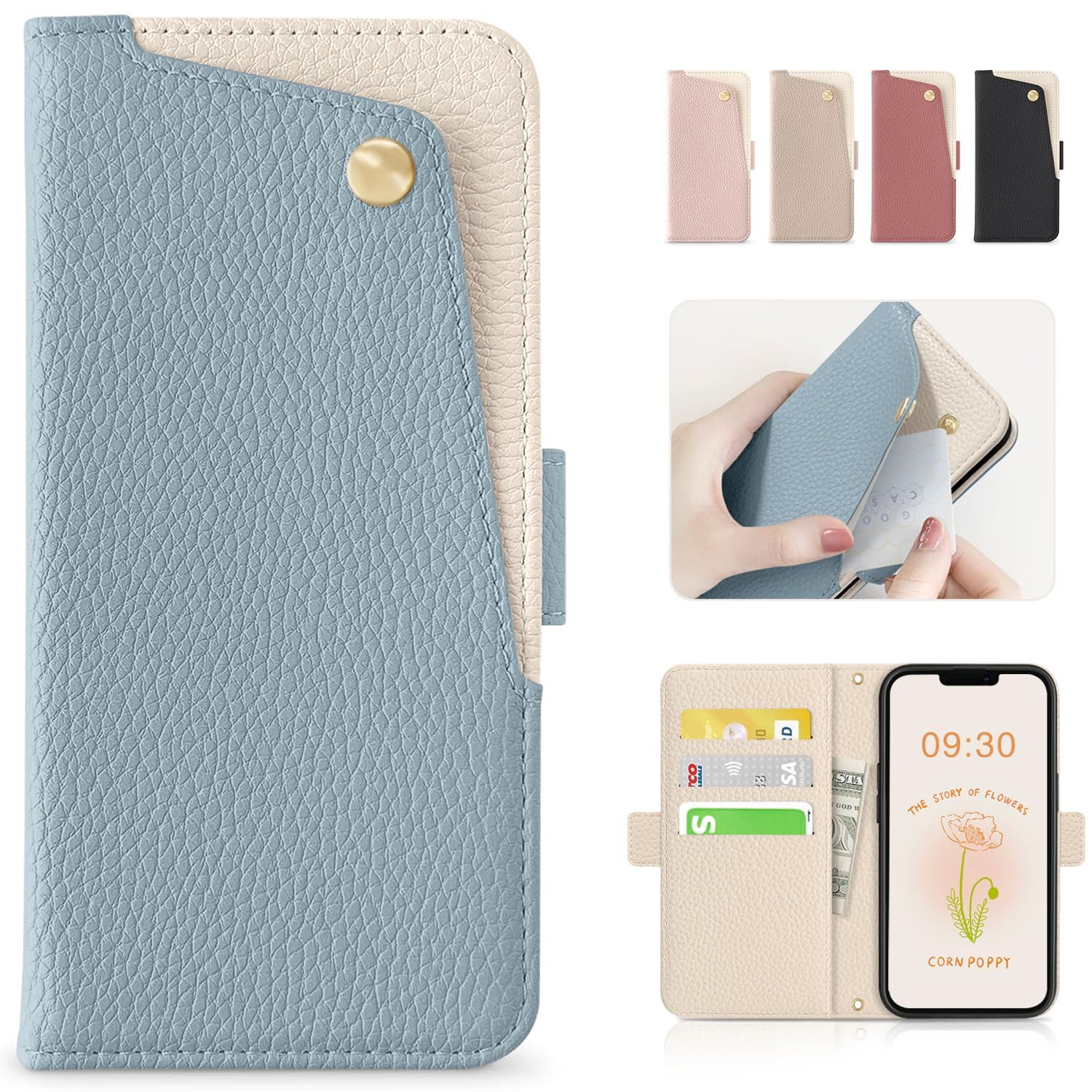 CASSYOOK for iphone xs ケース 手帳型 おしゃれ iphone x ケース 手帳型 財布型 カバー カードポケット付き いphone10 手帳型ケース 全面保護 iphone10 / アイフォン10 ケース カード収納 横置きスタンド機能