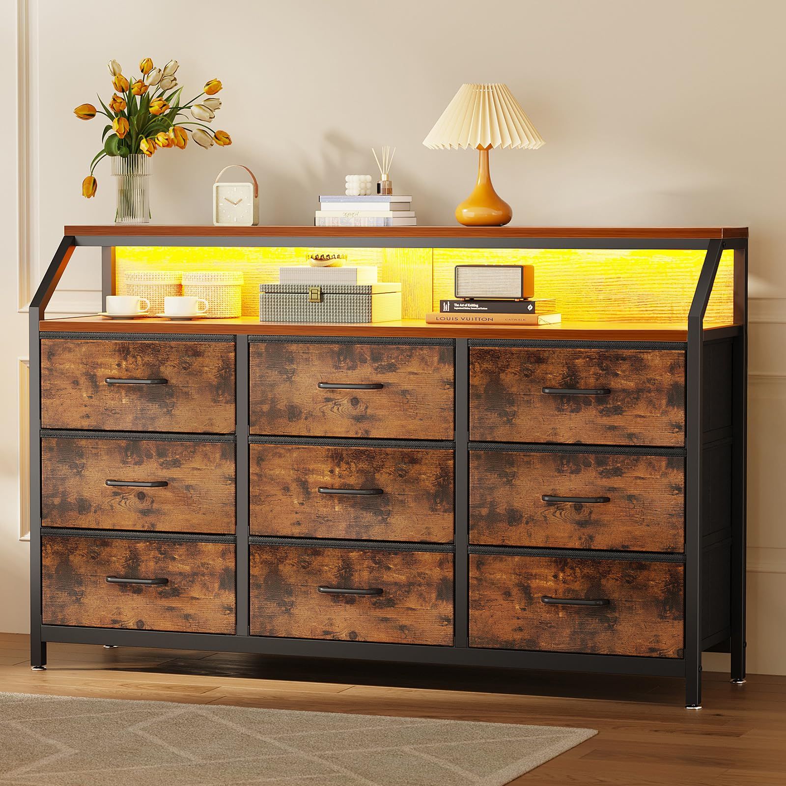 AODK タンス チェスト 衣裝ケース 収納ケース 衣装棚 洋服収納 led付き