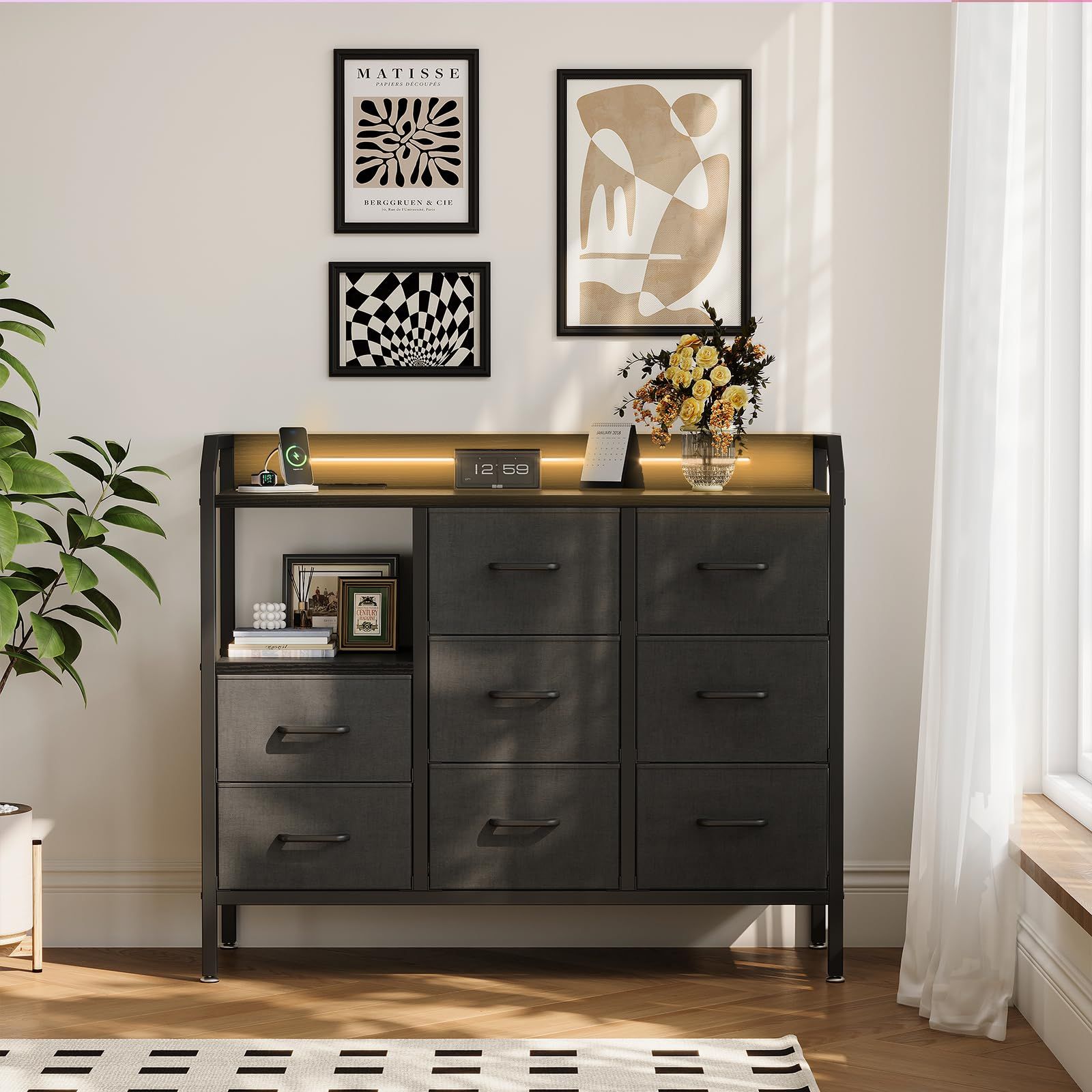 AODK タンス チェスト 衣裝ケース 収納ケース 衣装棚 洋服収納 led付き