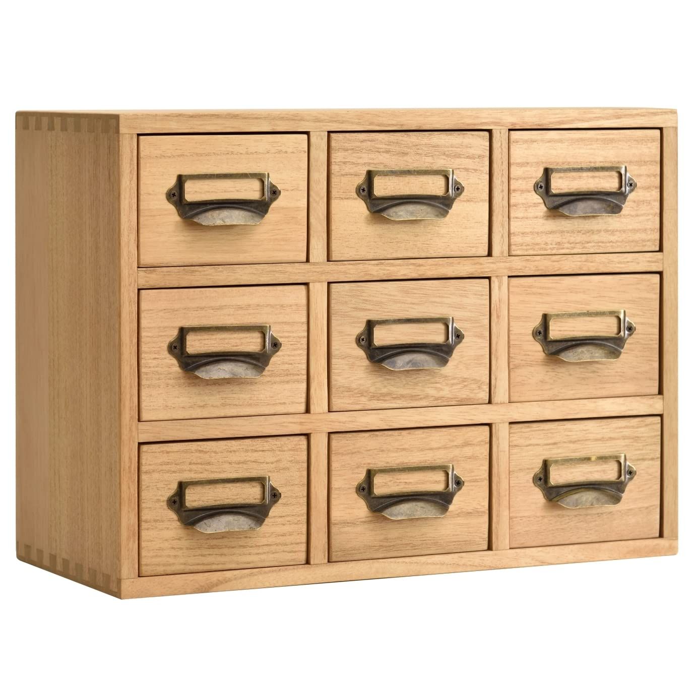 KIRIGEN 引き出し木製 薬箪笥風 チェスト タンス 卓上チェスト 3段9杯