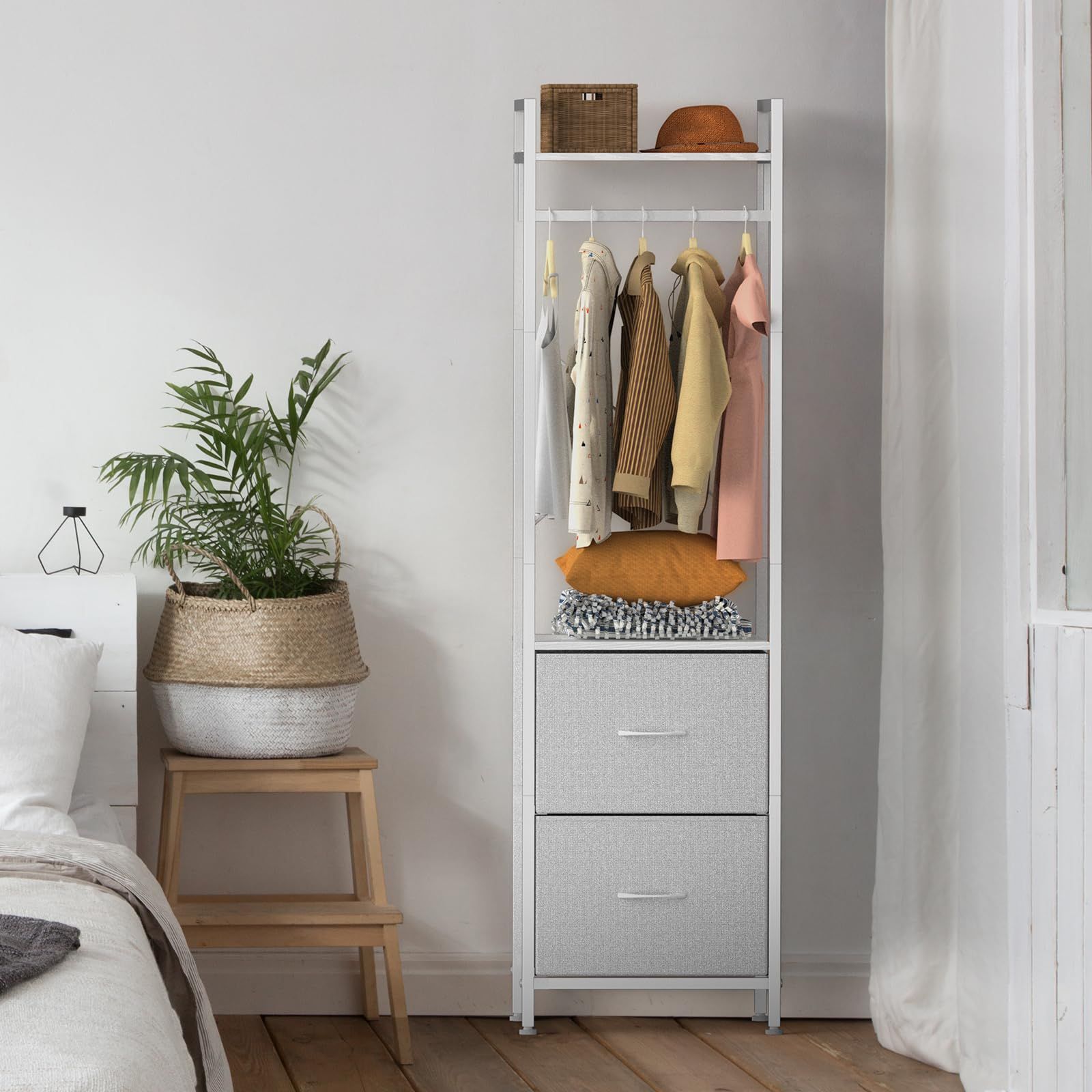 ハンガーラック 引き出し付き スリム 洋服ハンガー 服ラック 掛け