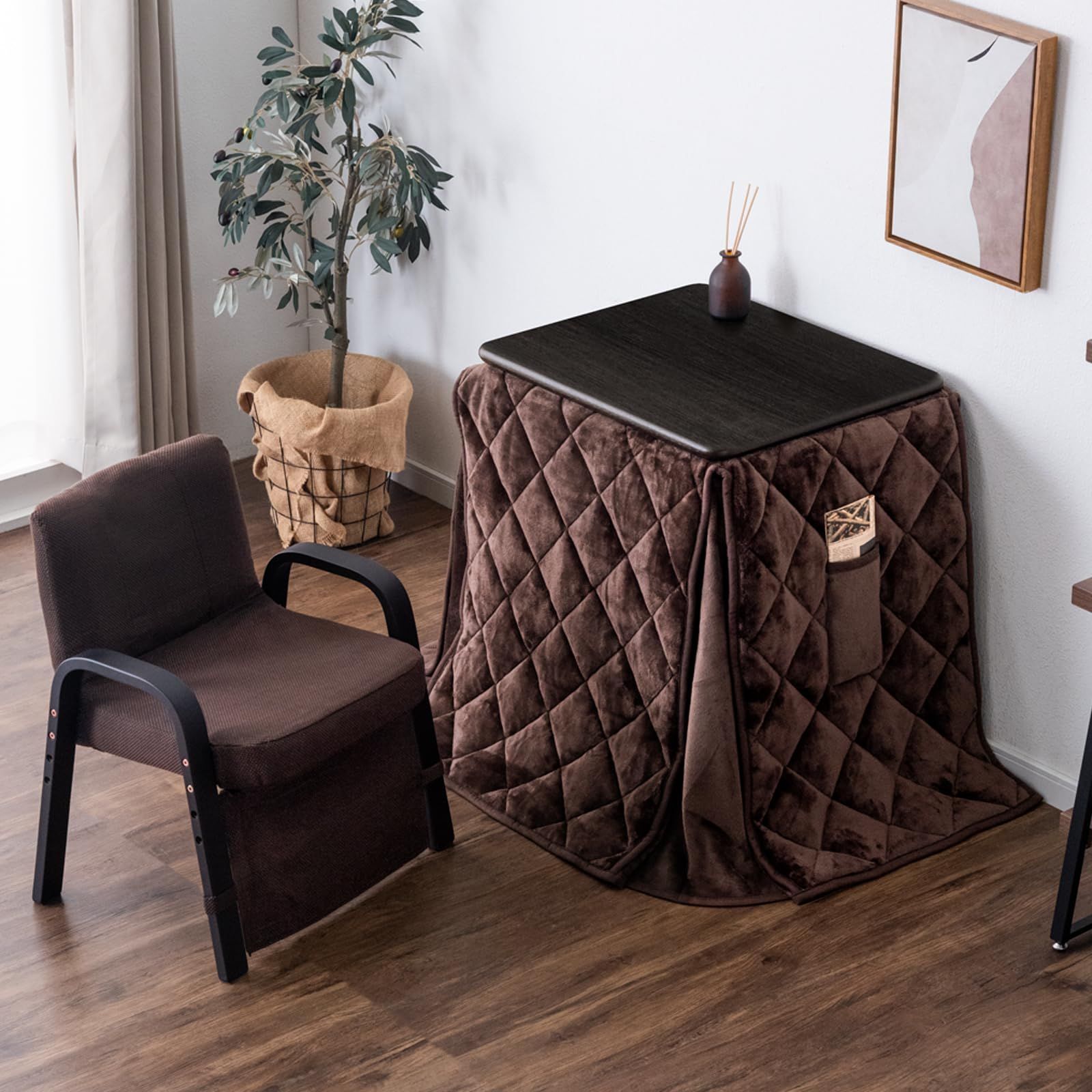 タンスのゲン こたつ 一人用 3点セット 幅60×50 高さ調節 長方形 ハイ