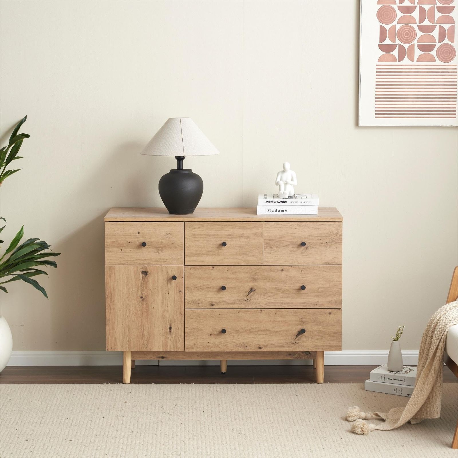 オーエスジェイ(OSJ)キャビネット サイドボード 幅100cm 引き出し5杯