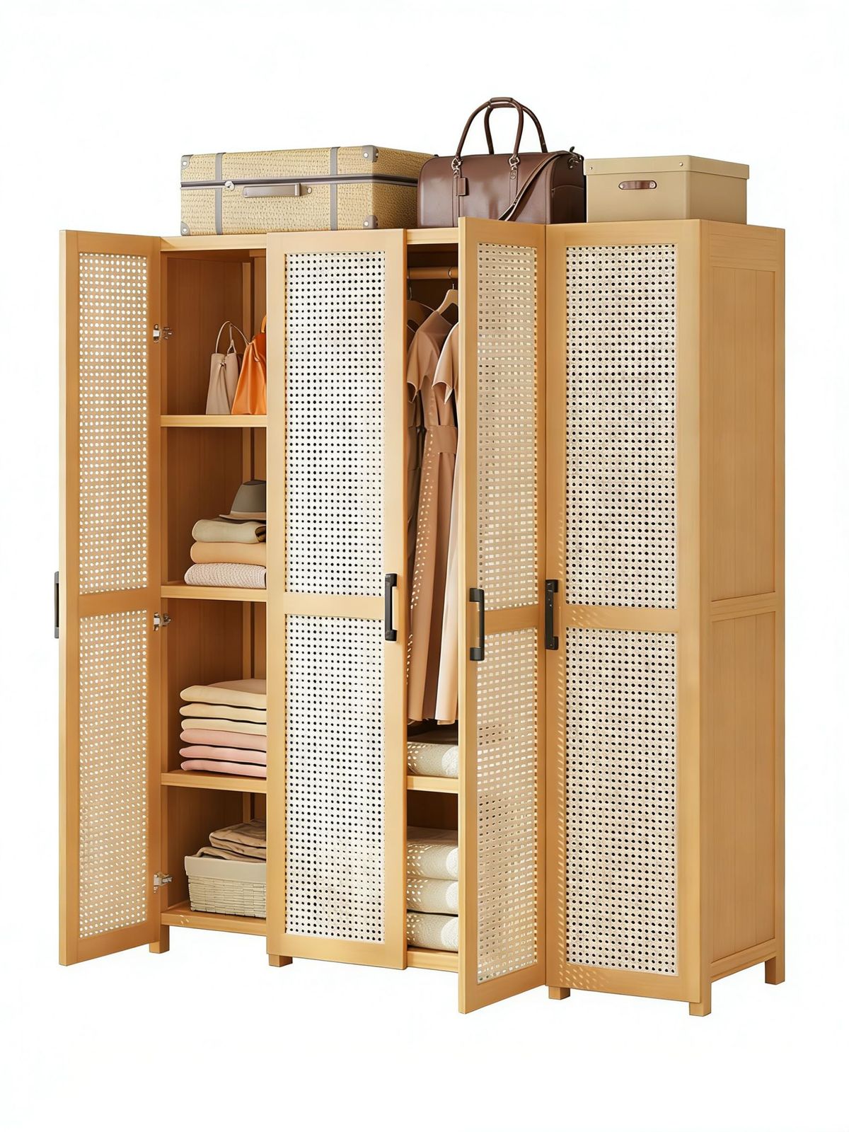 TUIYIDUO ワードローブ 扉付き クローゼット 幅120cm ハンガーラック