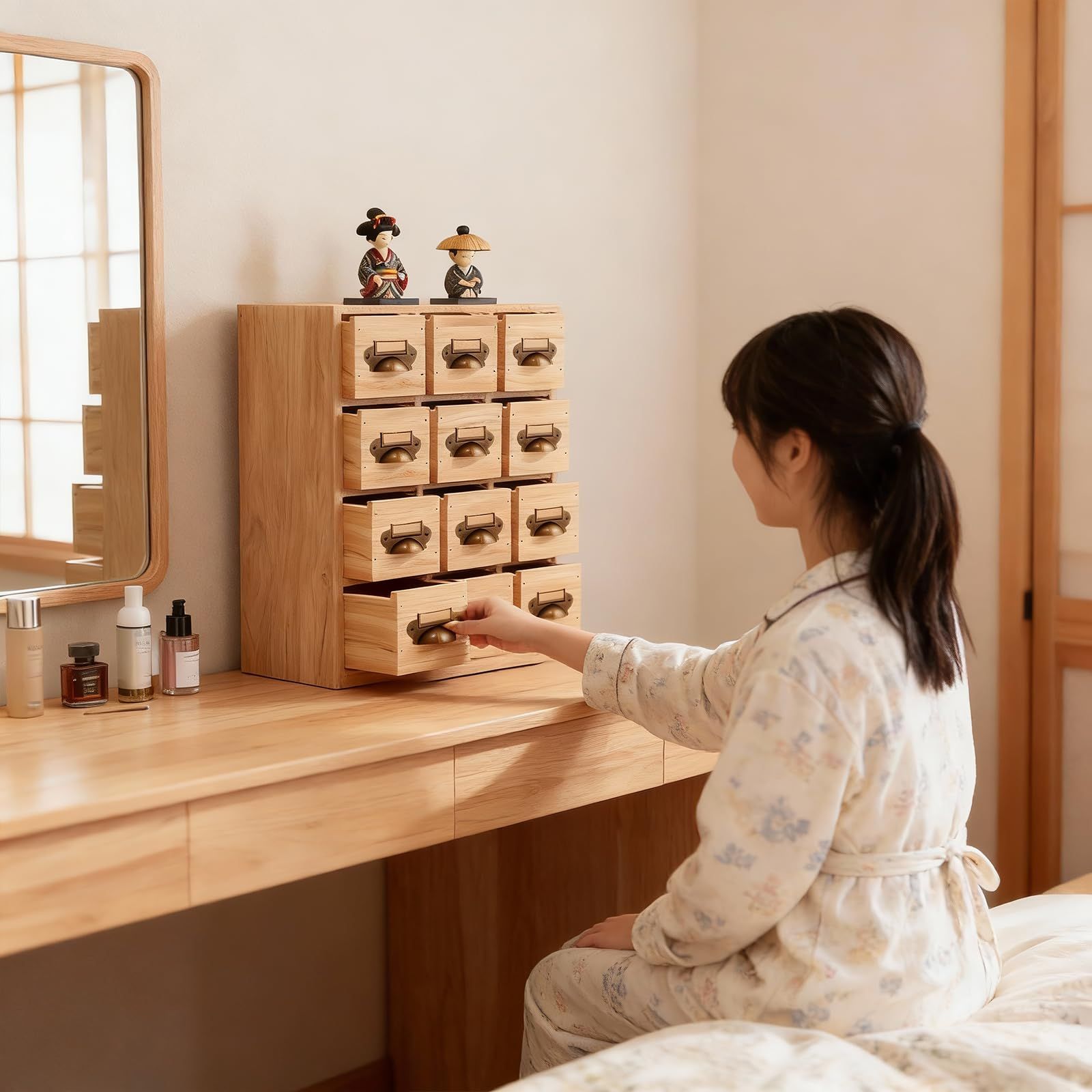 YASICA ミニチェスト チェスト収納箱 木製 4段12杯 引き出し付き