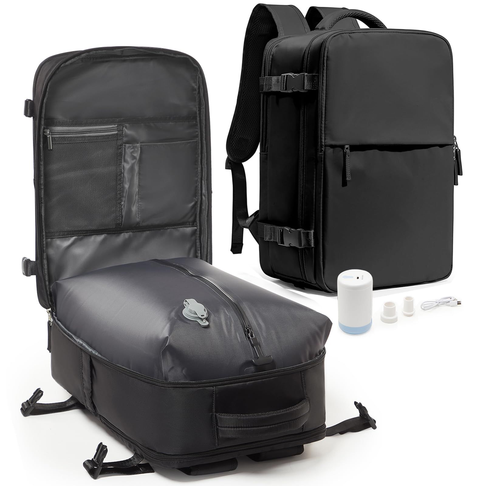 sikazan] 60L 真空圧縮リュックサック メンズ向け 旅行用バックパック