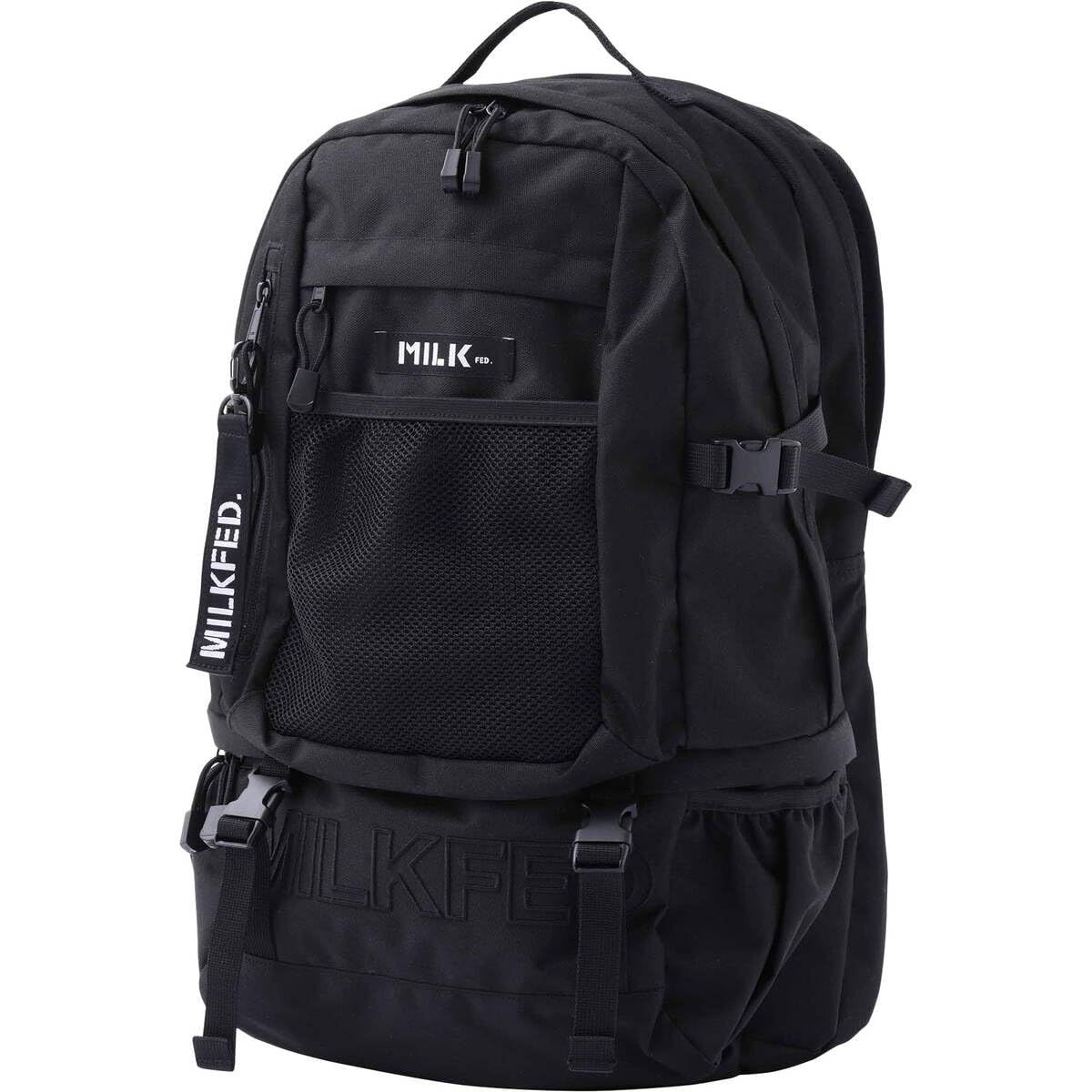 ミルクフェド] NEO EMBROIDERY BIG BACKPACK BAR 3192048 BLACK 