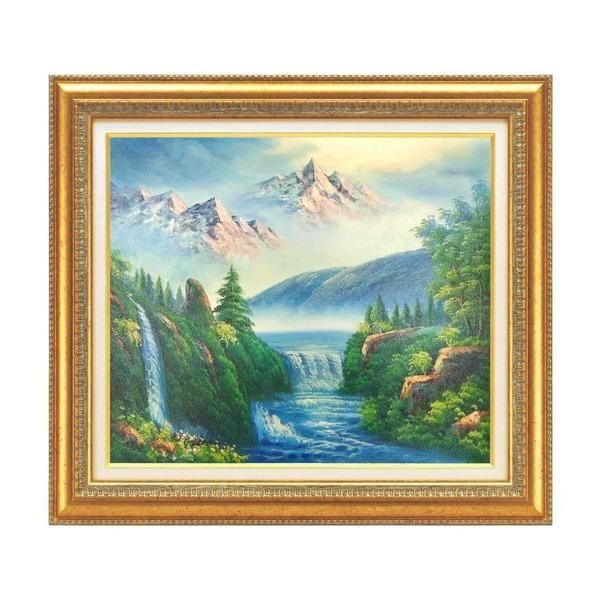 迫力ある大きい油絵 〕 油絵額 F10号サイズ グリーン 「大自然の恵