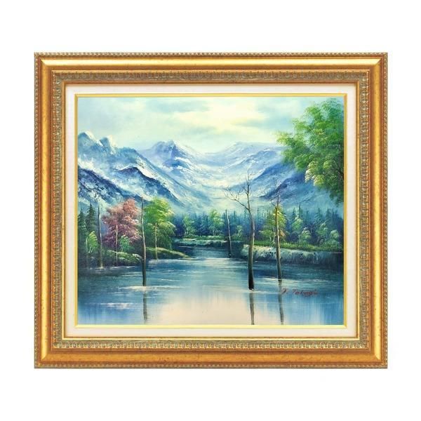 迫力ある大きい油絵 〕 油絵額 F10号サイズ 高木タケシ 「自然の調和