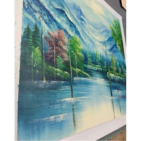 迫力ある大きい油絵 〕 油絵額 F10号サイズ 高木タケシ 「自然の調和