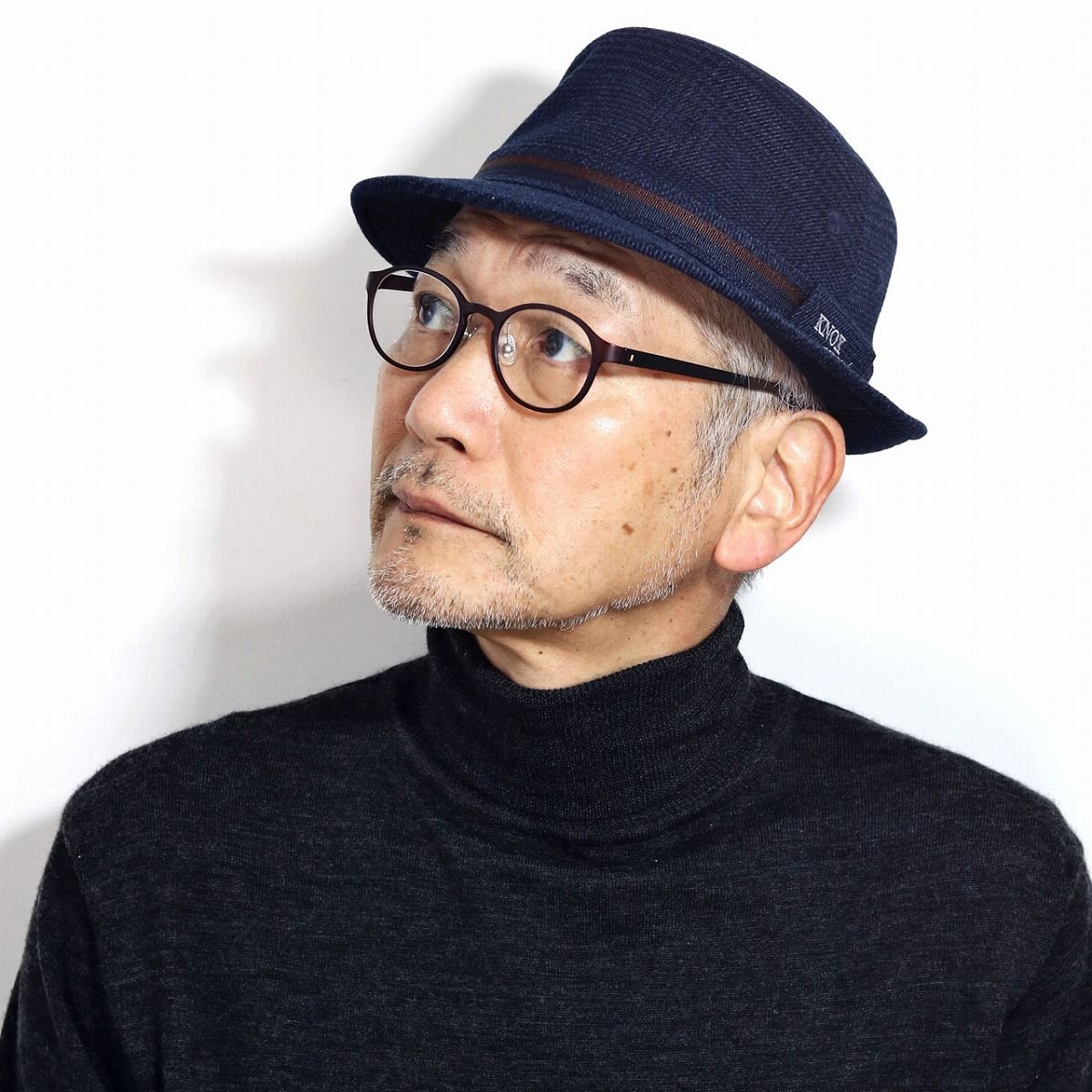 KNOX (ノックス) ハウンドトゥース サーモトロン ラジポカ ハット メンズ 日本製 アルペンハット 紳士ハット 紺 ネイビー 【TB】
