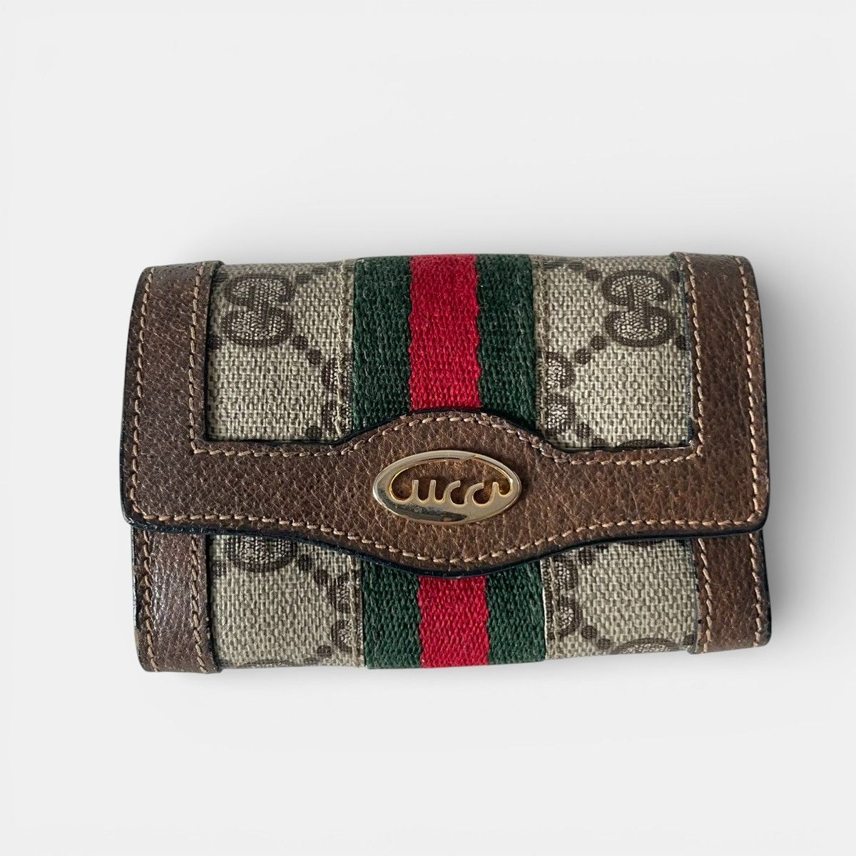 GUCCI シェリーラインキーケース　オールドグッチ 【美品】 GUCCI オールドグッチ 8連キーケース GG シェリーライン 筆記体ロゴ