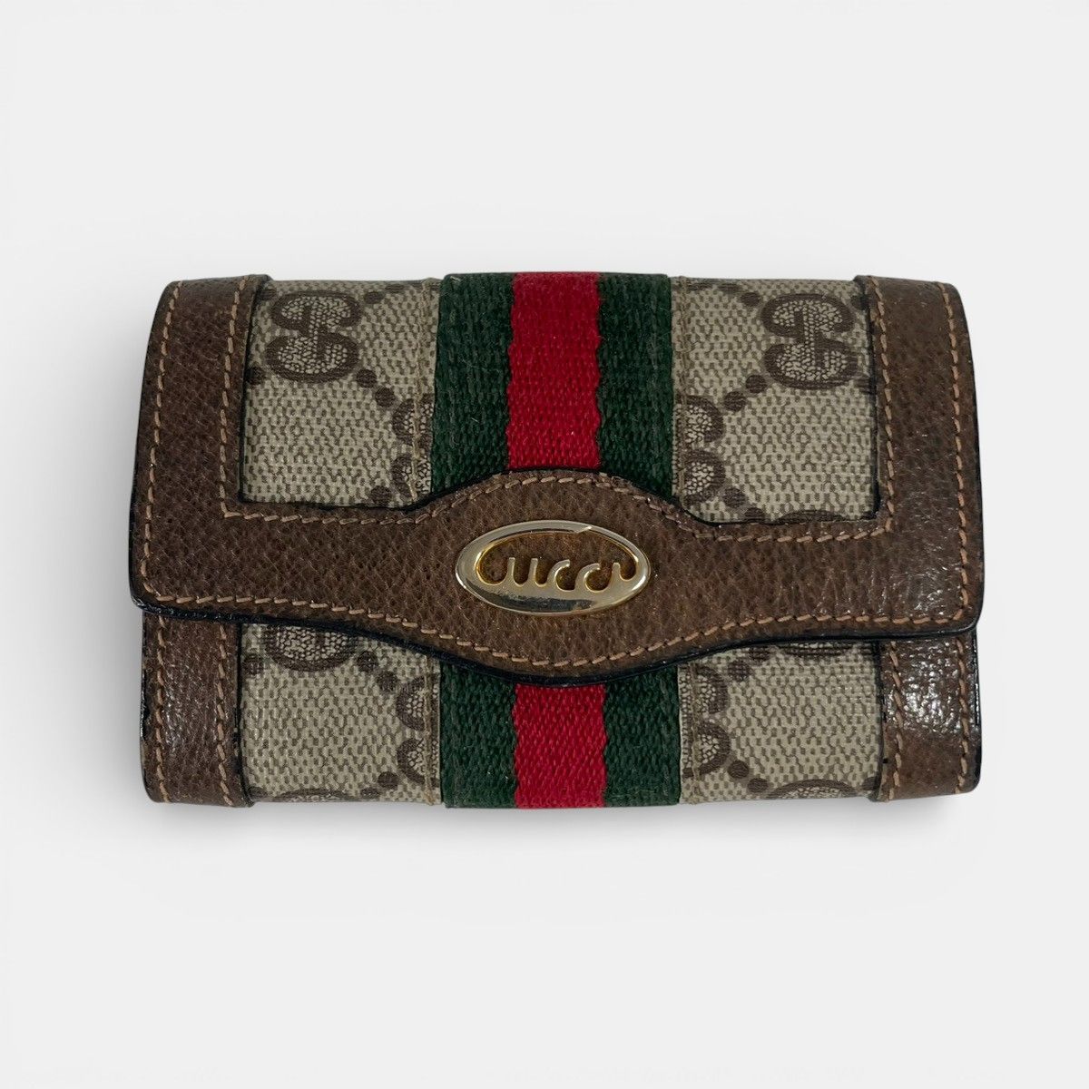 GUCCI オールドグッチ 8連キーケース GG シェリーライン 筆記体ロゴ