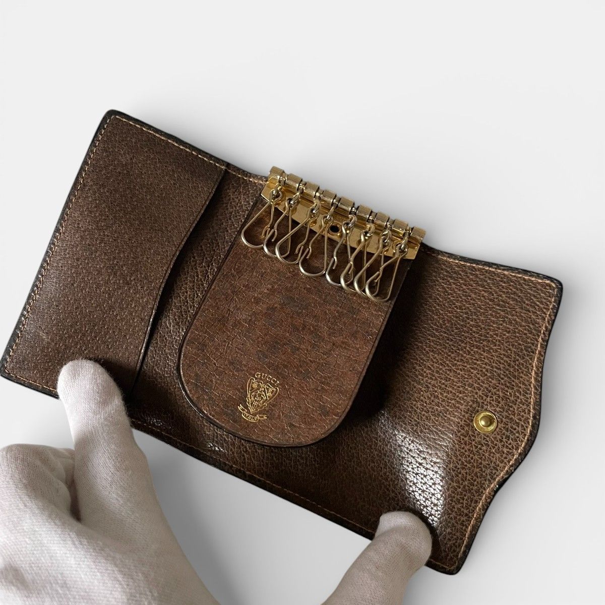 GUCCI オールドグッチ 8連キーケース GG シェリーライン 筆記体ロゴ