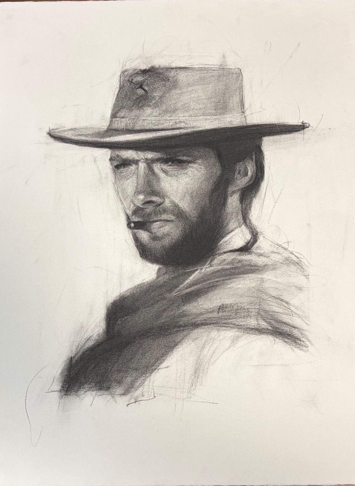 オーダーメイド似顔絵】チャコール肖像画 白黒ポートレート 原画