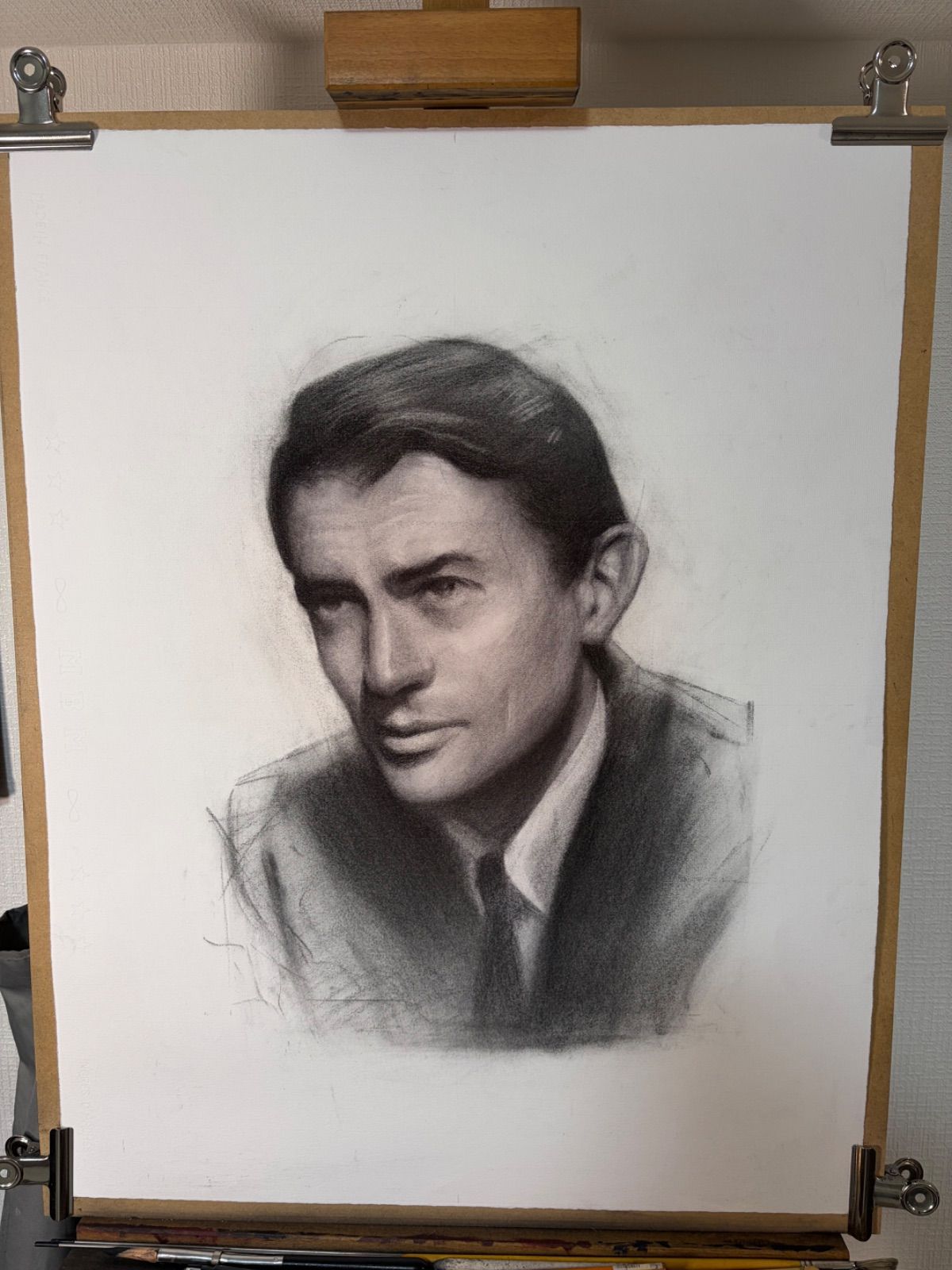 オーダーメイド似顔絵】チャコール肖像画 白黒ポートレート 原画