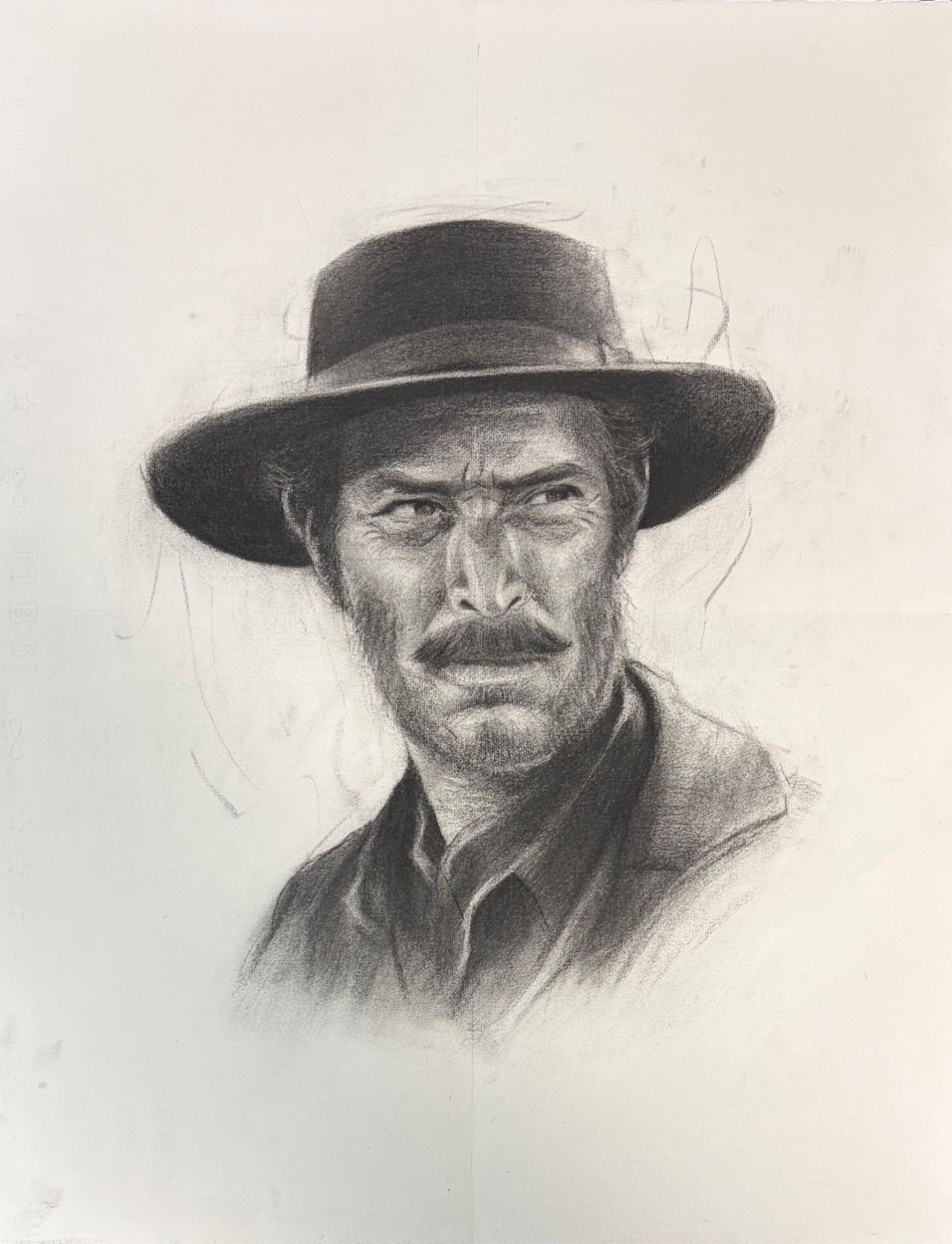 オーダーメイド似顔絵】チャコール肖像画 白黒ポートレート 原画