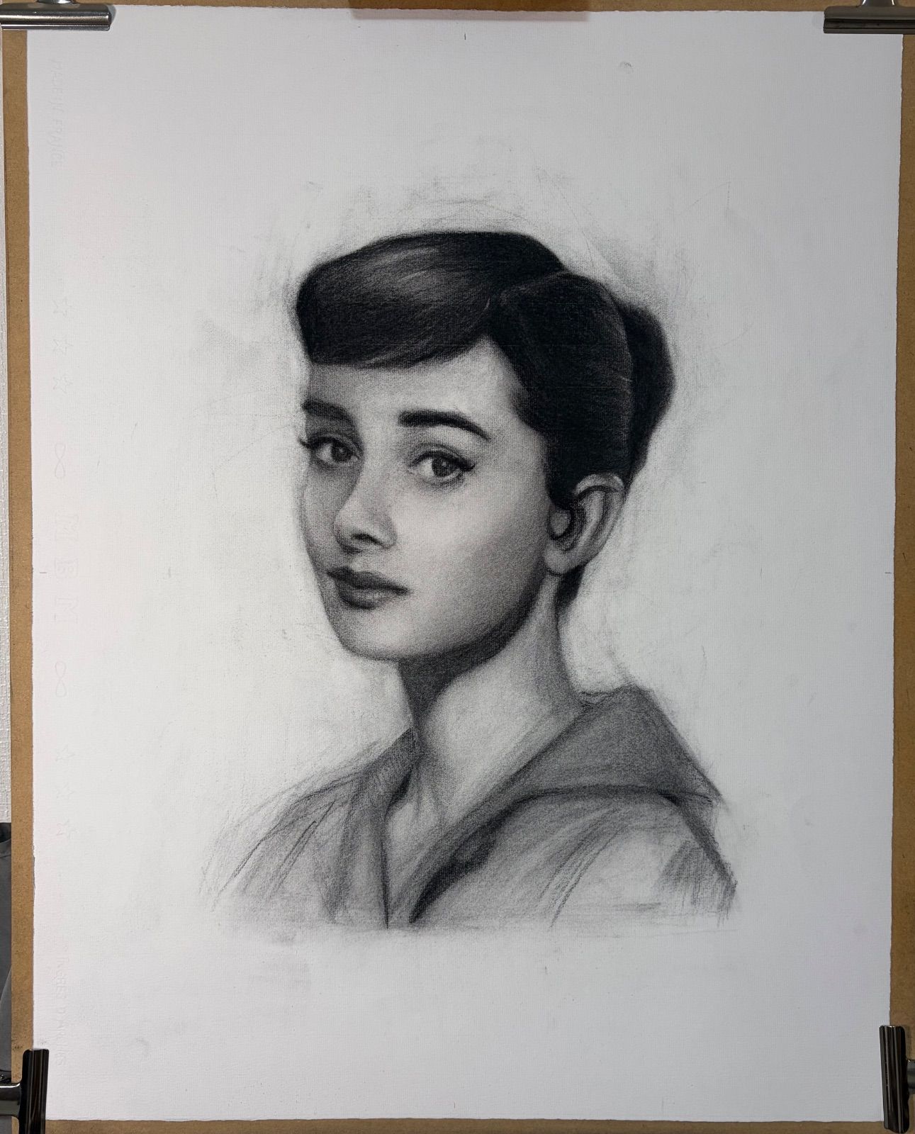 オーダーメイド似顔絵】チャコール肖像画 白黒ポートレート 原画