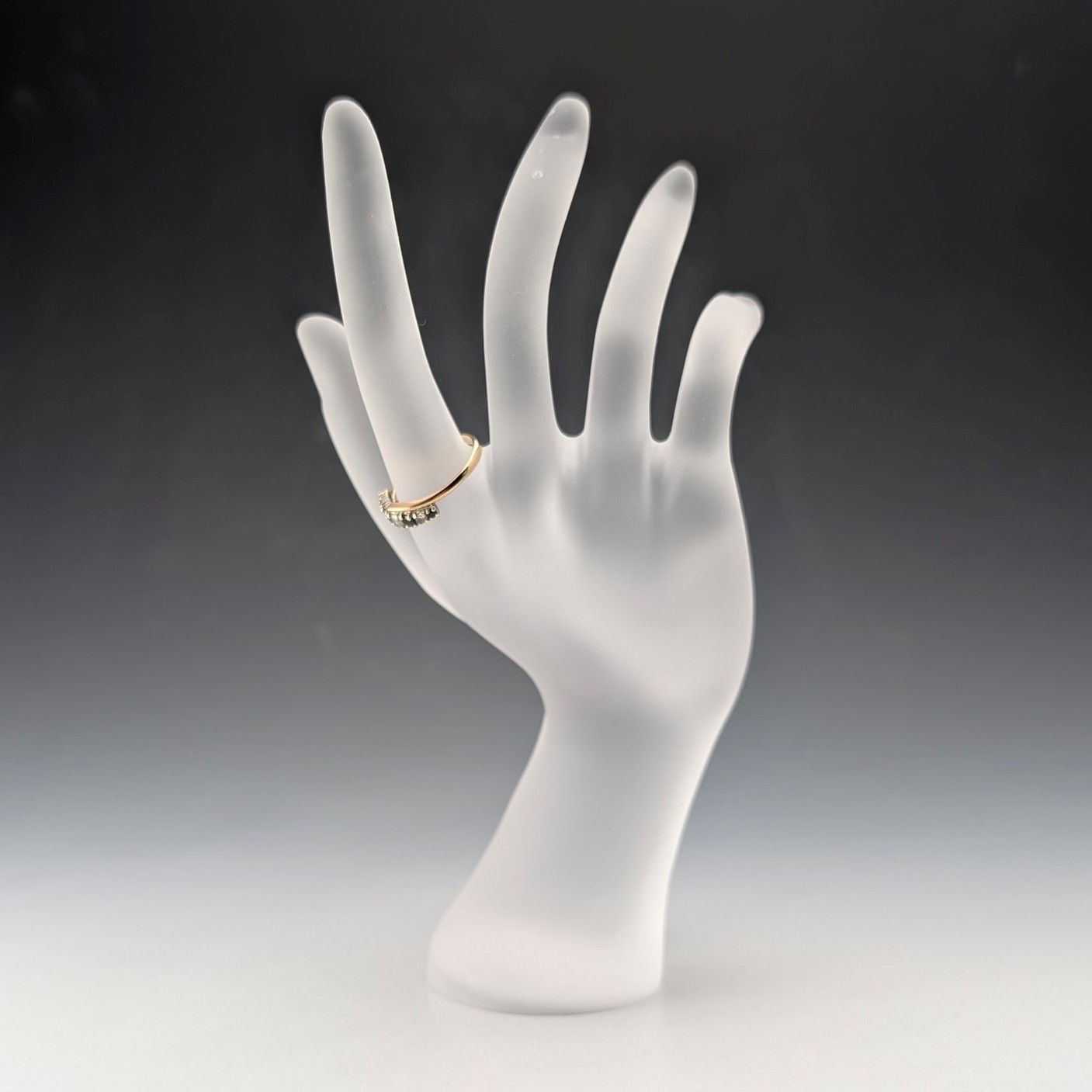 1984年 英国ヴィンテージ K9ゴールド サファイヤ＆ジルコニア リング