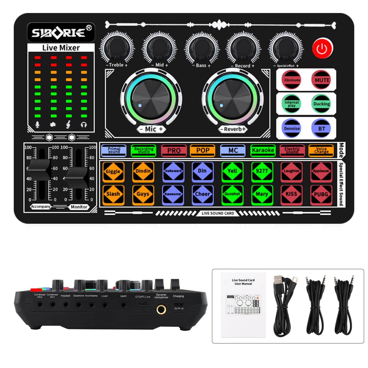 F999 オーディオインターフェース カラオケマイク PA ミキサー