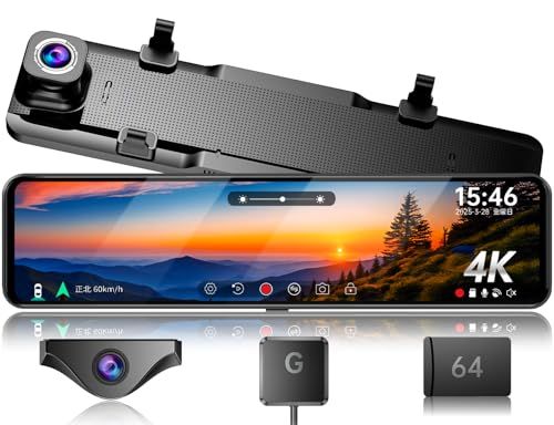 JADO ドライブレコーダー ミラー型 4K 12インチ ドラレコ 前後カメラ