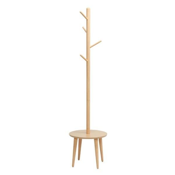シェルフ付ポールハンガー(ナチュラル) 北欧/収納/コートハンガー/木製