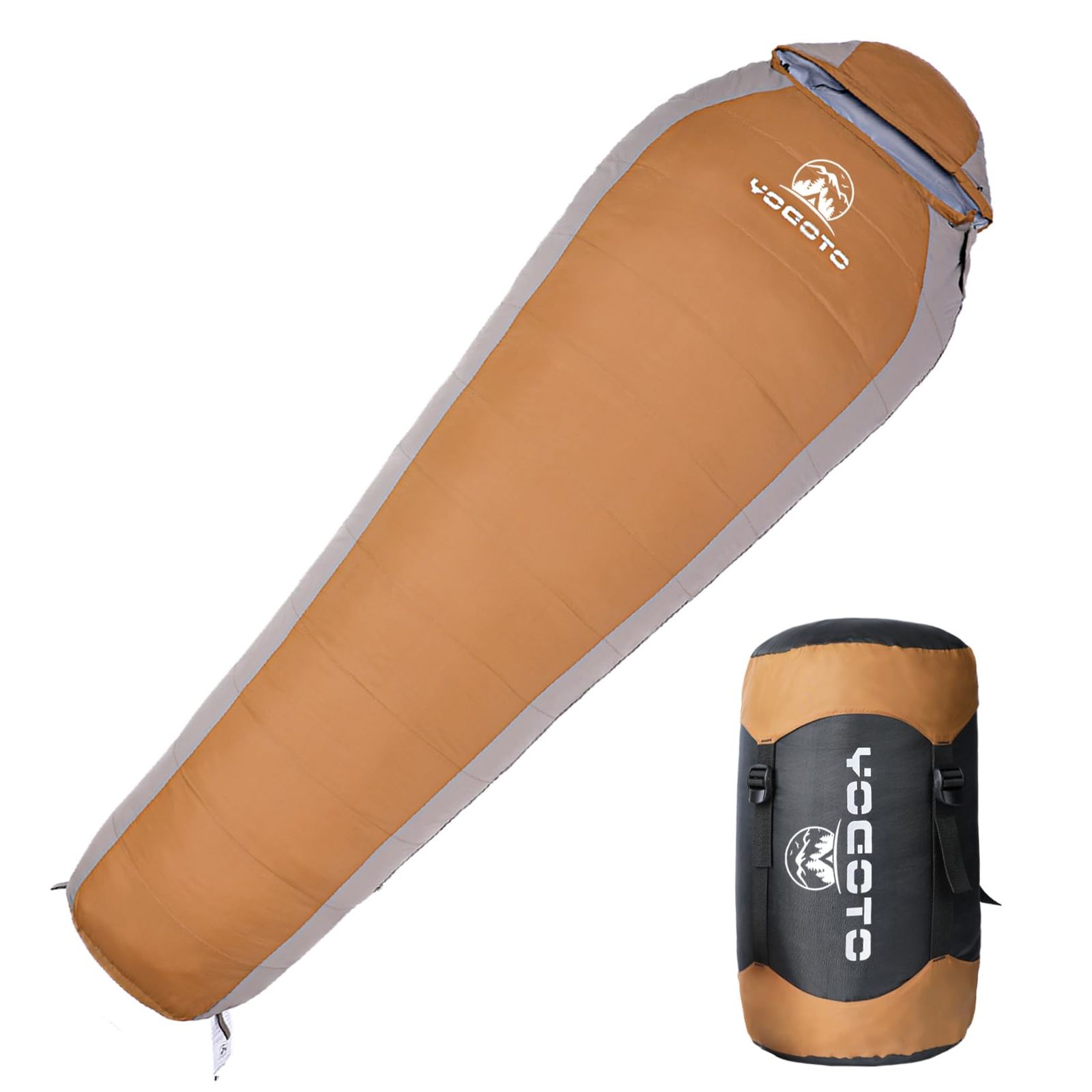 YOGOTO】 ダウン 寝袋 冬用 マミー型 シュラフ 600FP 高級ダウン 連結