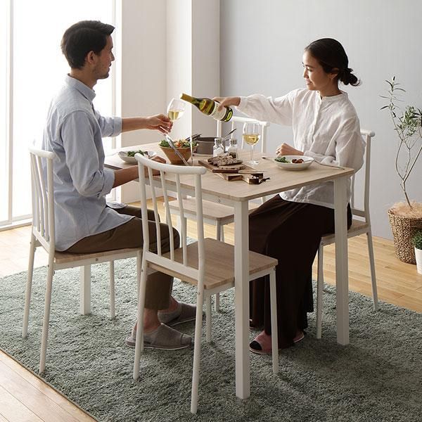 ダイニング チェア 4脚 セット ナチュラル×ホワイト〕 シンプル モダン