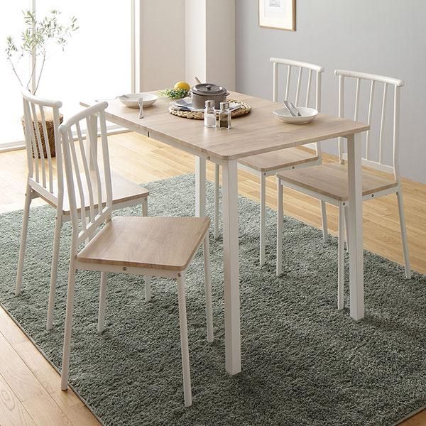 ダイニング チェア 4脚 セット ナチュラル×ホワイト〕 シンプル モダン