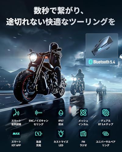 迅速に発送】ASMAX バイク インカム S1 8人同時メッシュ通信対応 音楽