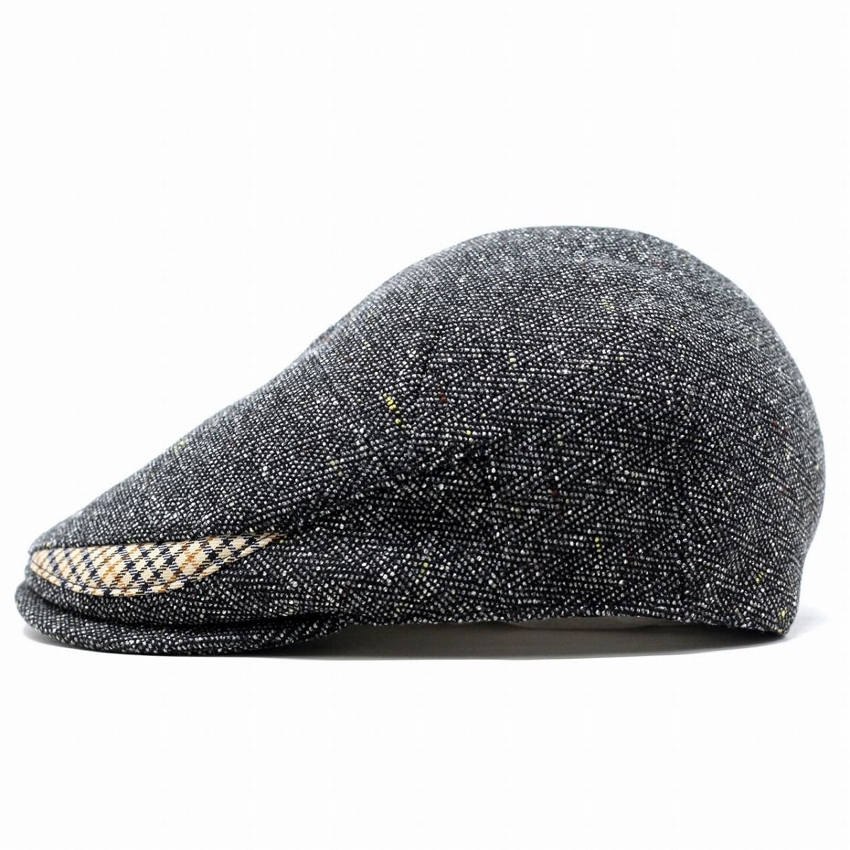 DAKS (ダックス) ハンチング メンズ ヘリンボーン ハンチング帽 紳士 プレゼント ラッピング アシンメトリー アイビーキャップ ブラック チェック柄 ブラウン 【TB】