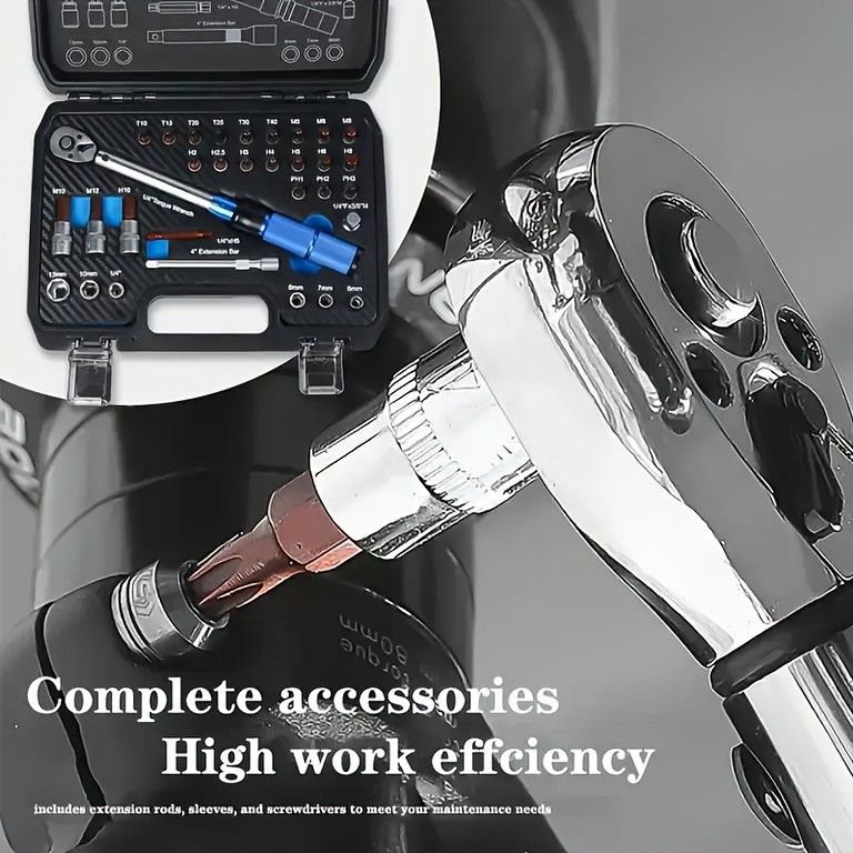 32点セット】トルクレンチ 72T付 青 自動車・自転車・家庭用修理に最適