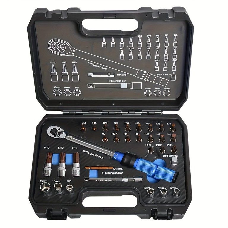 32点セット】トルクレンチ 72T付 青 自動車・自転車・家庭用修理に最適